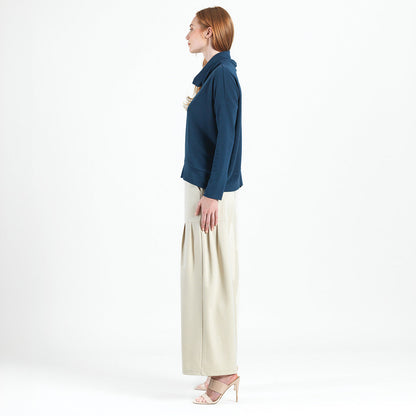 French Terry - Banded Hemline Sweater - Midnight Blue - Final Sale | Clara Sunwoo
