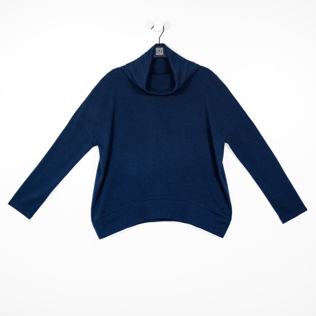 French Terry - Banded Hemline Sweater - Midnight Blue - Final Sale | Clara Sunwoo