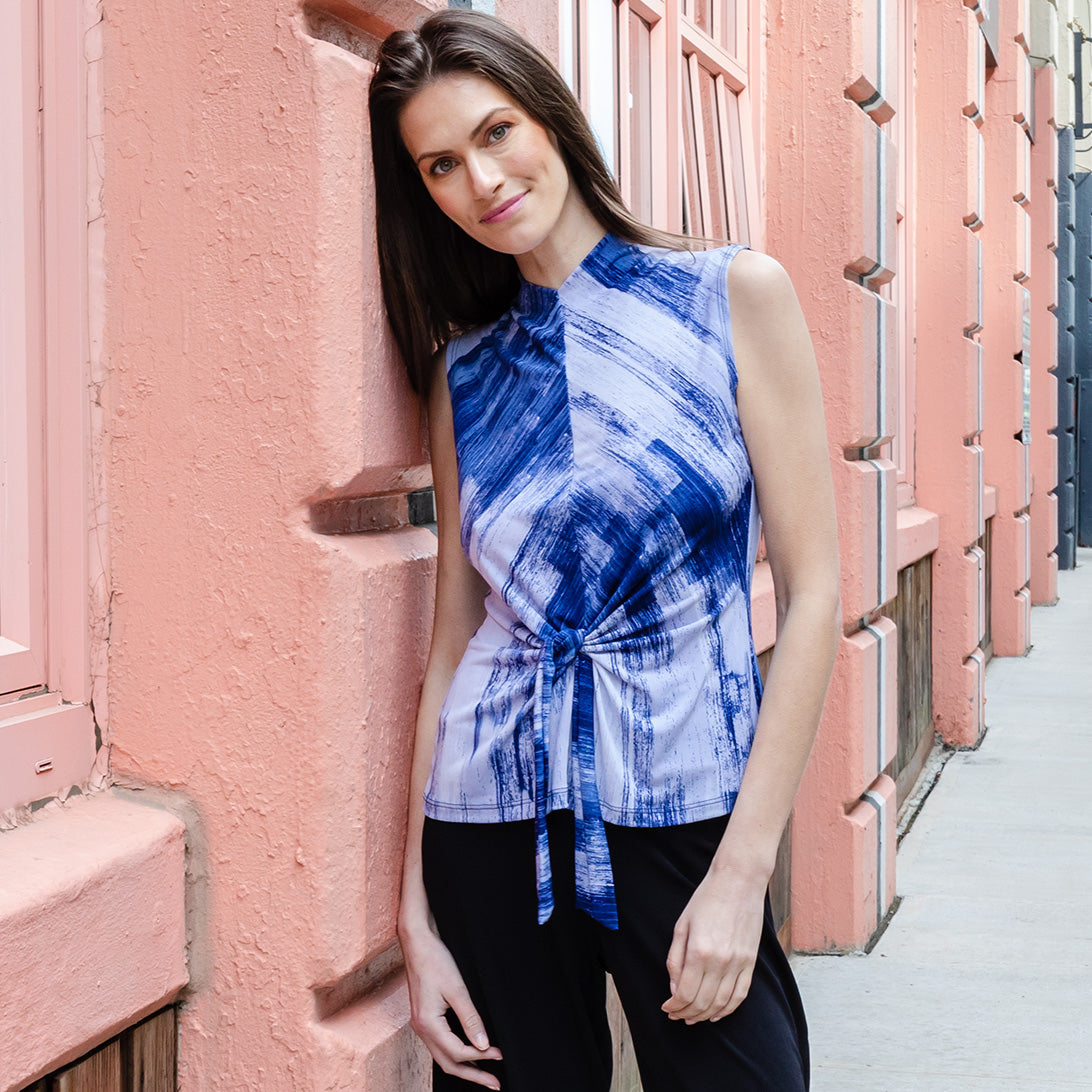 Sleeveless Center Front Tie Top - Paint Stroke - Final Sale! | Clara Sunwoo