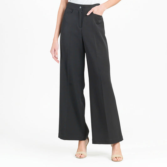 Woven Twill - Zip Closure Wide Leg Pocket Trouser - Black - Final Sale! | Clara Sunwoo