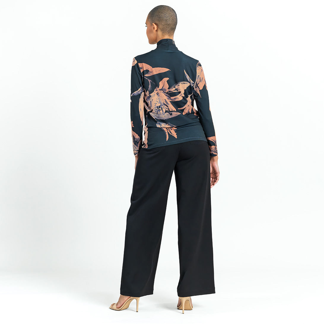 Mock Neck Pleated Detail Top - Abstract Lily - Final Sale | Clara Sunwoo