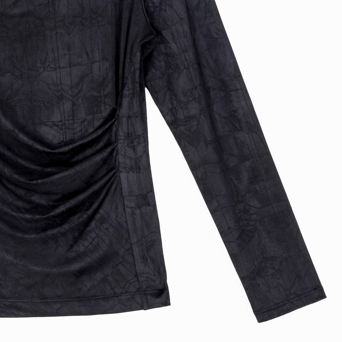 Crushed Silk Knit - Draped Neck Side Ruched Top - Black - Final Sale! | Clara Sunwoo