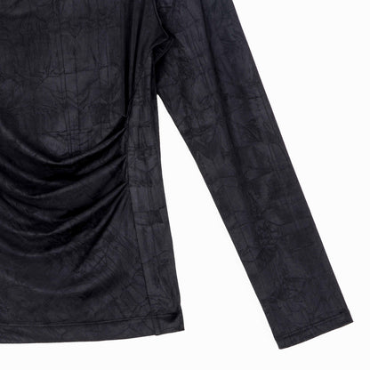 Crushed Silk Knit - Draped Neck Side Ruched Top - Black - Final Sale! | Clara Sunwoo