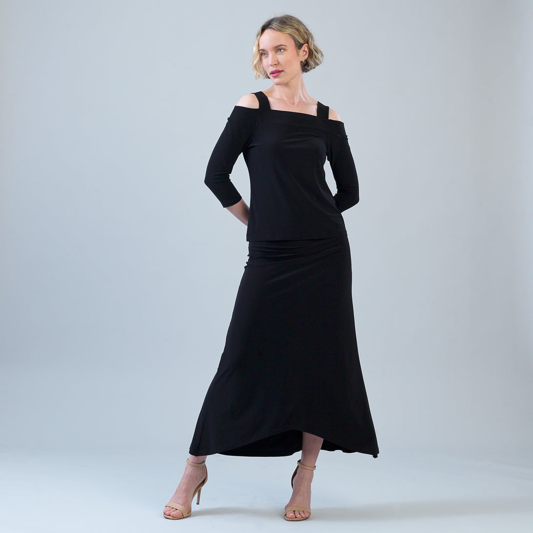 Signature Cold Shoulder Top - Black | Clara Sunwoo