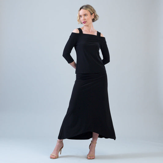 Signature Cold Shoulder Top - Black | Clara Sunwoo