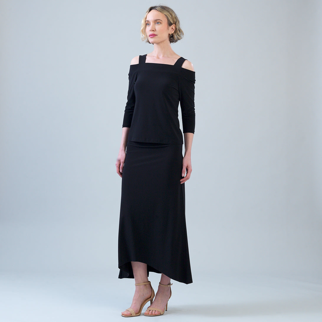 Signature Cold Shoulder Top - Black | Clara Sunwoo
