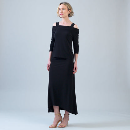 Signature Cold Shoulder Top - Black | Clara Sunwoo