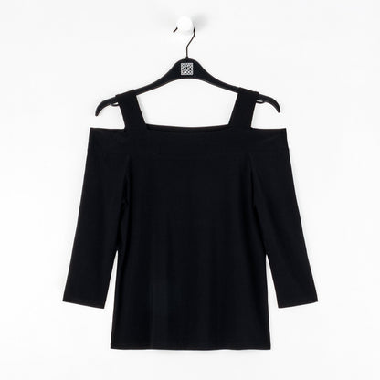 Signature Cold Shoulder Top - Black | Clara Sunwoo