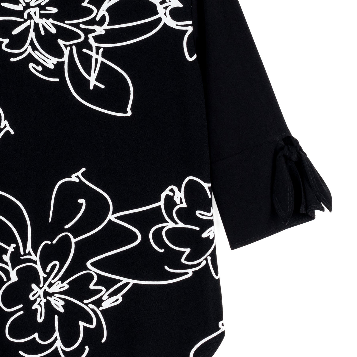 Crepe Knit - Tie Cuff Curved Hem Tunic - Blossom Sketch - Final Sale | Clara Sunwoo
