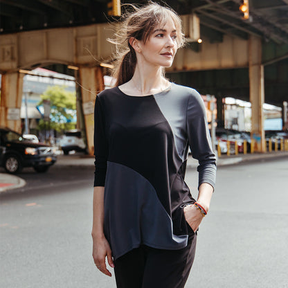Color Block Angle Flow Tunic - Charcoal - Final Sale! | Clara Sunwoo