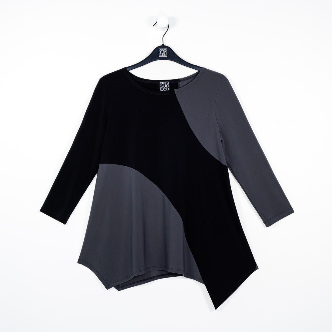 Color Block Angle Flow Tunic - Charcoal - Final Sale! | Clara Sunwoo