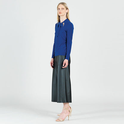 Asymmetrical Bow Tie-Neck Top - Cobalt - Final Sale! | Clara Sunwoo