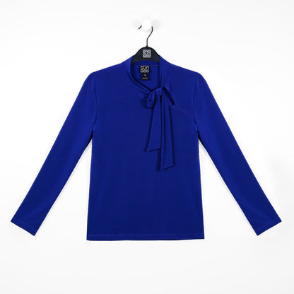 Asymmetrical Bow Tie-Neck Top - Cobalt - Final Sale! | Clara Sunwoo