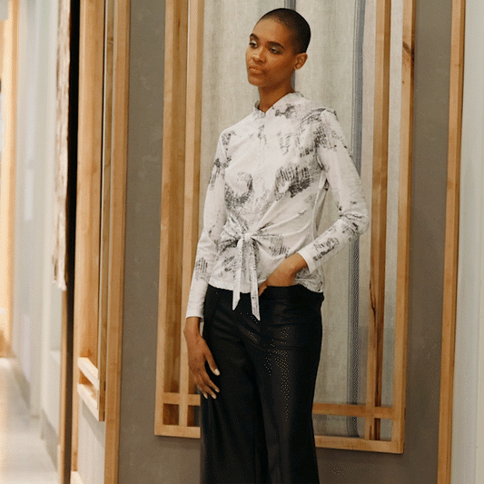 Foil Knit - Center Front Tie Top - Abstract Marble - Final Sale! | Clara Sunwoo