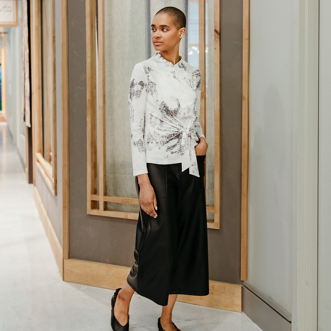 Foil Knit - Center Front Tie Top - Abstract Marble - Final Sale! | Clara Sunwoo