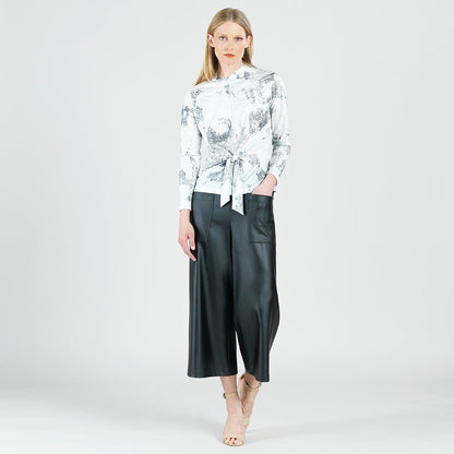 Foil Knit - Center Front Tie Top - Abstract Marble - Final Sale! | Clara Sunwoo