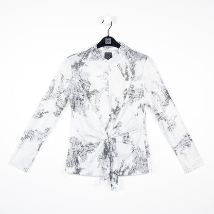 Foil Knit - Center Front Tie Top - Abstract Marble - Final Sale! | Clara Sunwoo