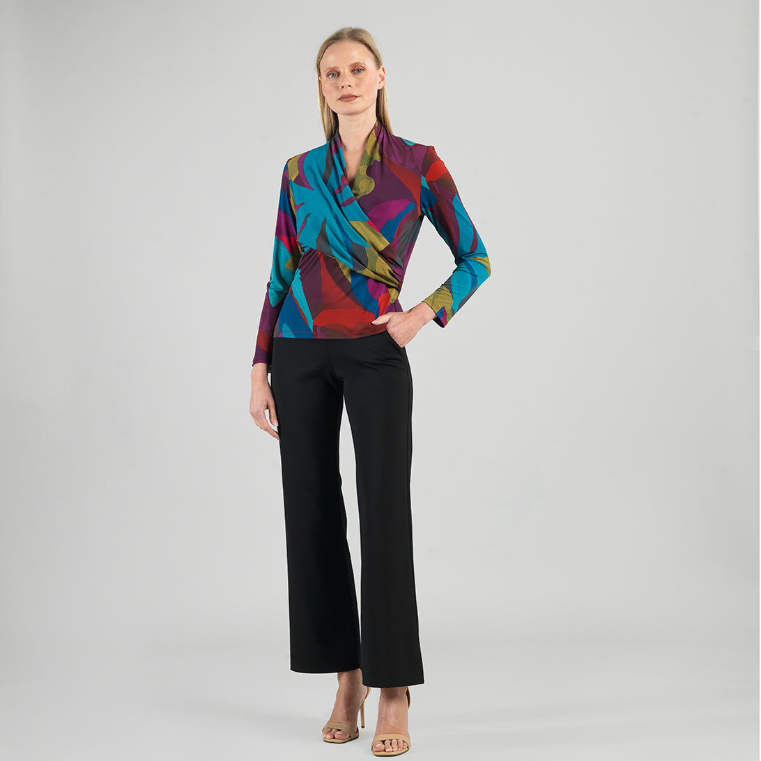 V-Neck Draped Pleat Top - Petal Burst - Limited Sizes | Clara Sunwoo