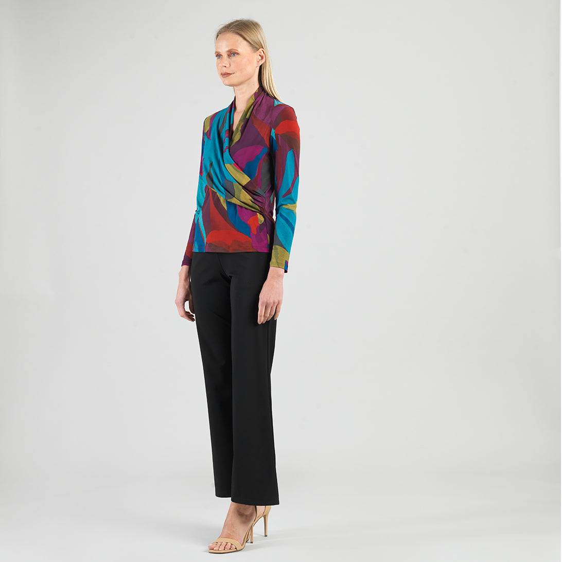 V-Neck Draped Pleat Top - Petal Burst - Limited Sizes | Clara Sunwoo