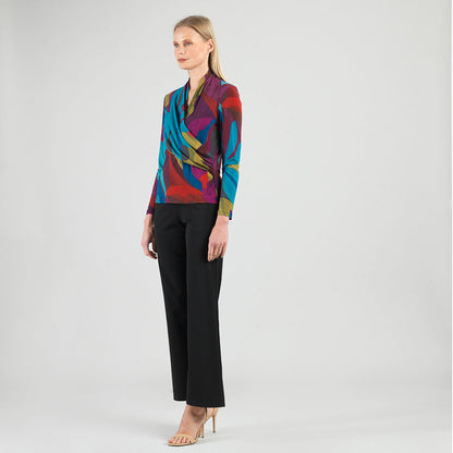 V-Neck Draped Pleat Top - Petal Burst - Limited Sizes | Clara Sunwoo