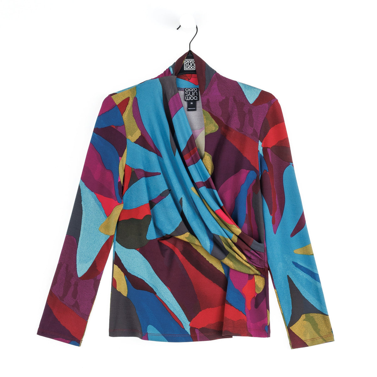 V-Neck Draped Pleat Top - Petal Burst - Limited Sizes | Clara Sunwoo