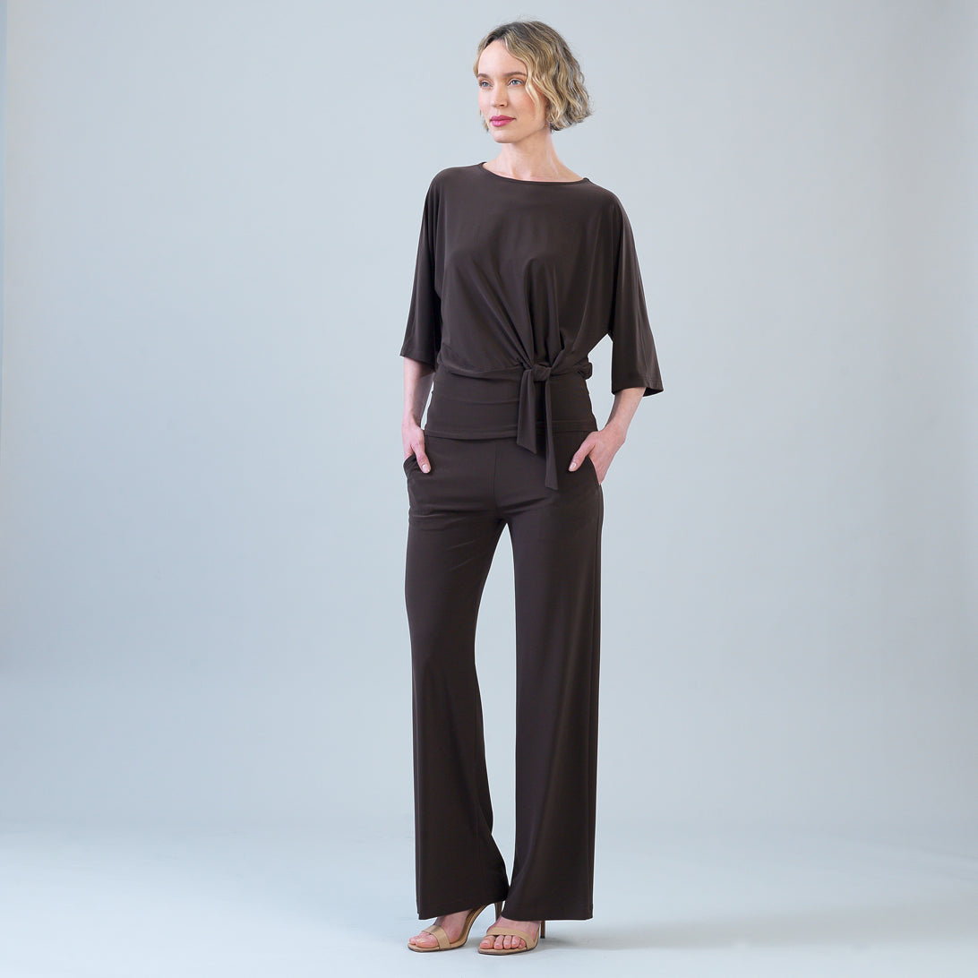 Signature Side Tie Top - Brown | Clara Sunwoo