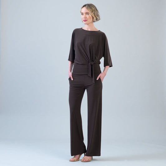 Signature Side Tie Top - Brown | Clara Sunwoo