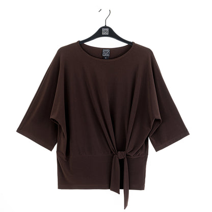 Signature Side Tie Top - Brown | Clara Sunwoo