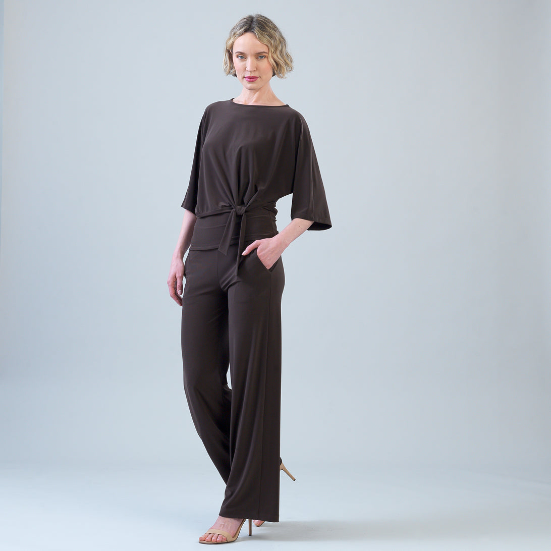 Signature Side Tie Top - Brown | Clara Sunwoo
