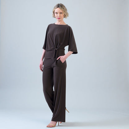 Signature Side Tie Top - Brown | Clara Sunwoo