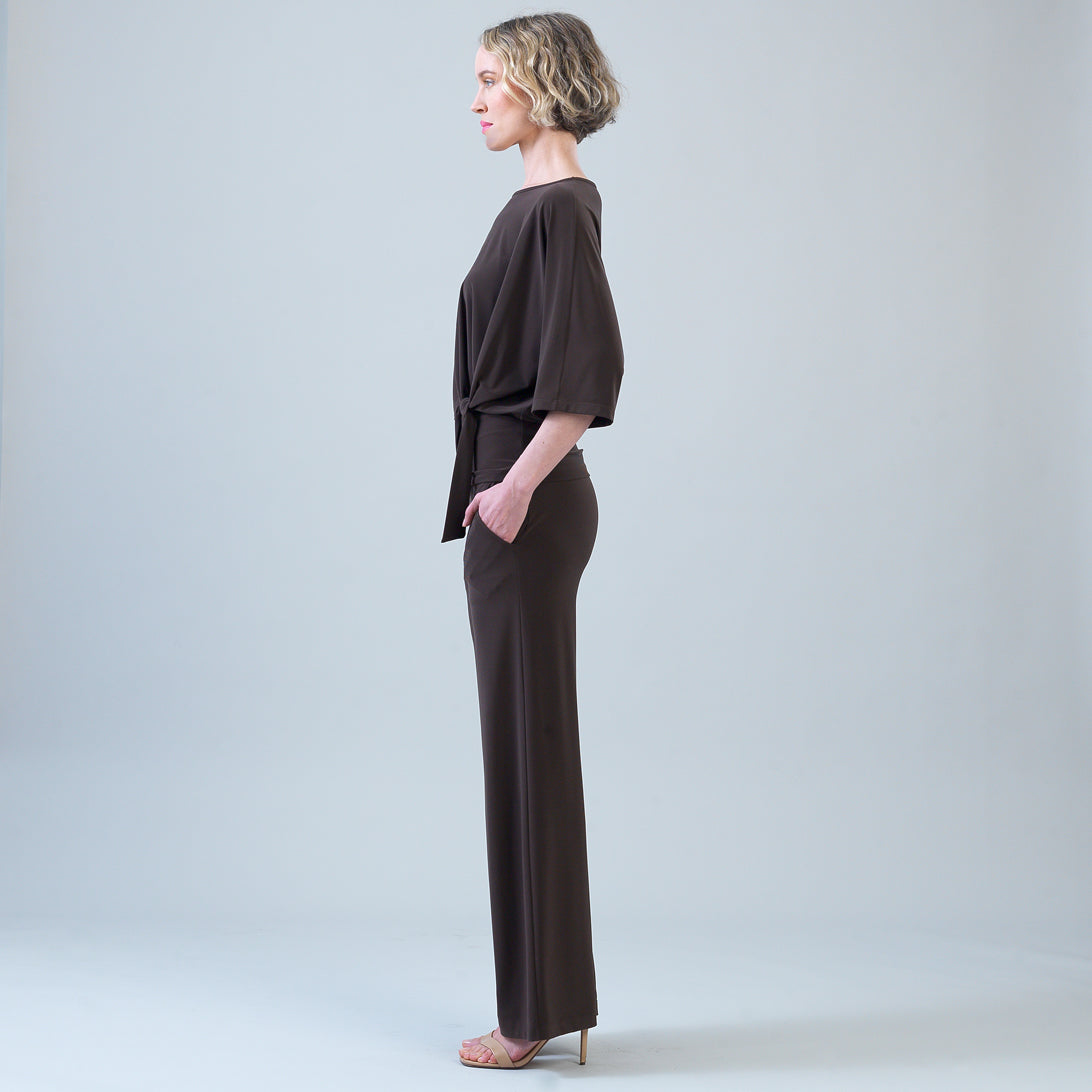 Signature Side Tie Top - Brown | Clara Sunwoo