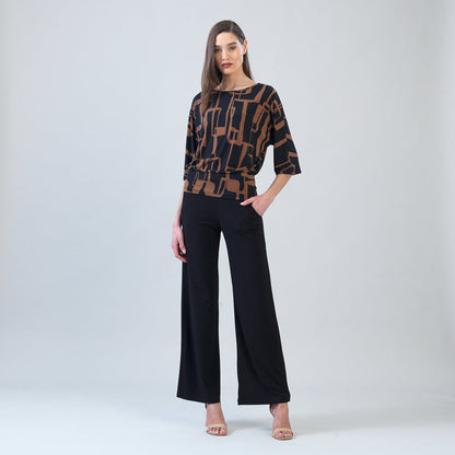Banded Hem Elbow Sleeve Top - Geo Link | Clara Sunwoo