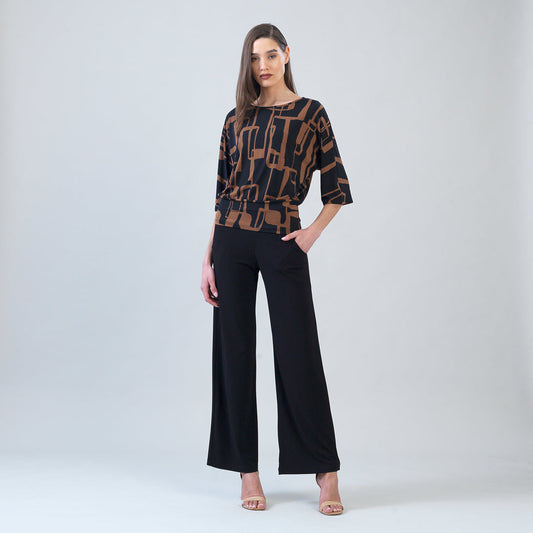 Banded Hem Elbow Sleeve Top - Geo Link | Clara Sunwoo