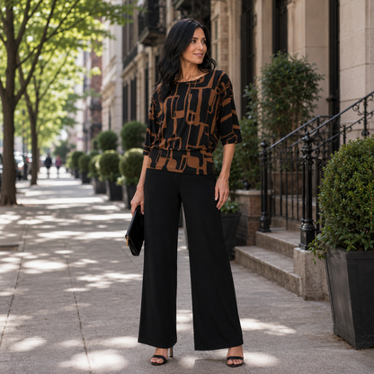Banded Hem Elbow Sleeve Top - Geo Link | Clara Sunwoo