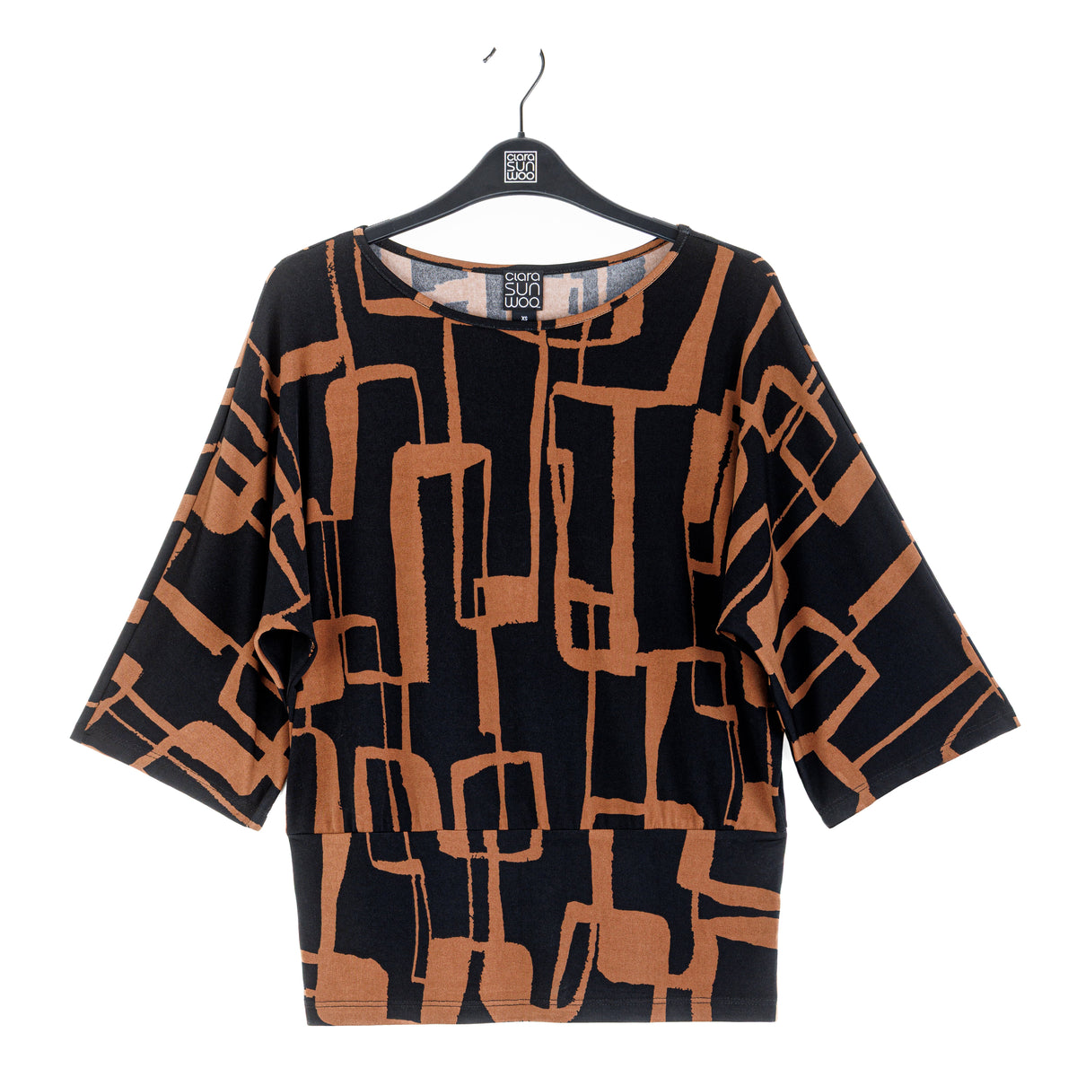 Banded Hem Elbow Sleeve Top - Geo Link | Clara Sunwoo