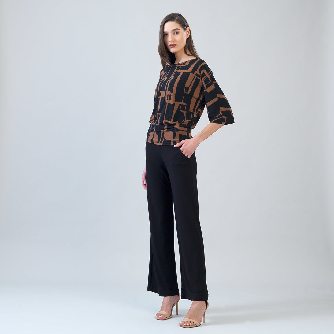 Banded Hem Elbow Sleeve Top - Geo Link | Clara Sunwoo