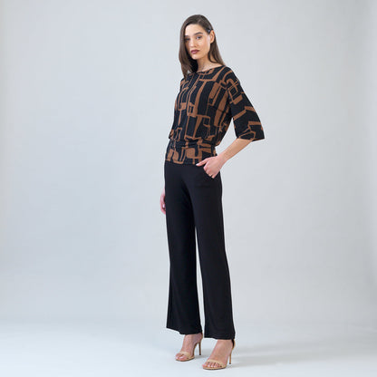 Banded Hem Elbow Sleeve Top - Geo Link | Clara Sunwoo