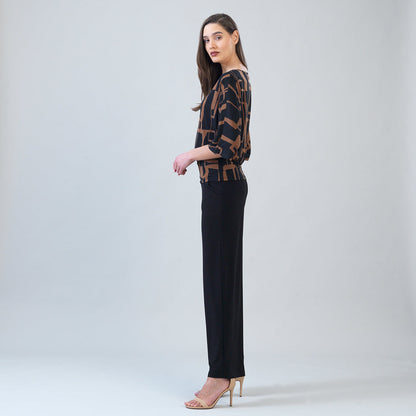 Banded Hem Elbow Sleeve Top - Geo Link | Clara Sunwoo