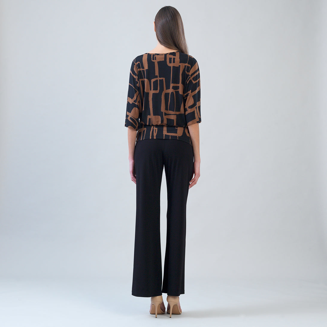Banded Hem Elbow Sleeve Top - Geo Link | Clara Sunwoo