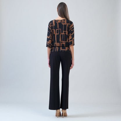 Banded Hem Elbow Sleeve Top - Geo Link | Clara Sunwoo