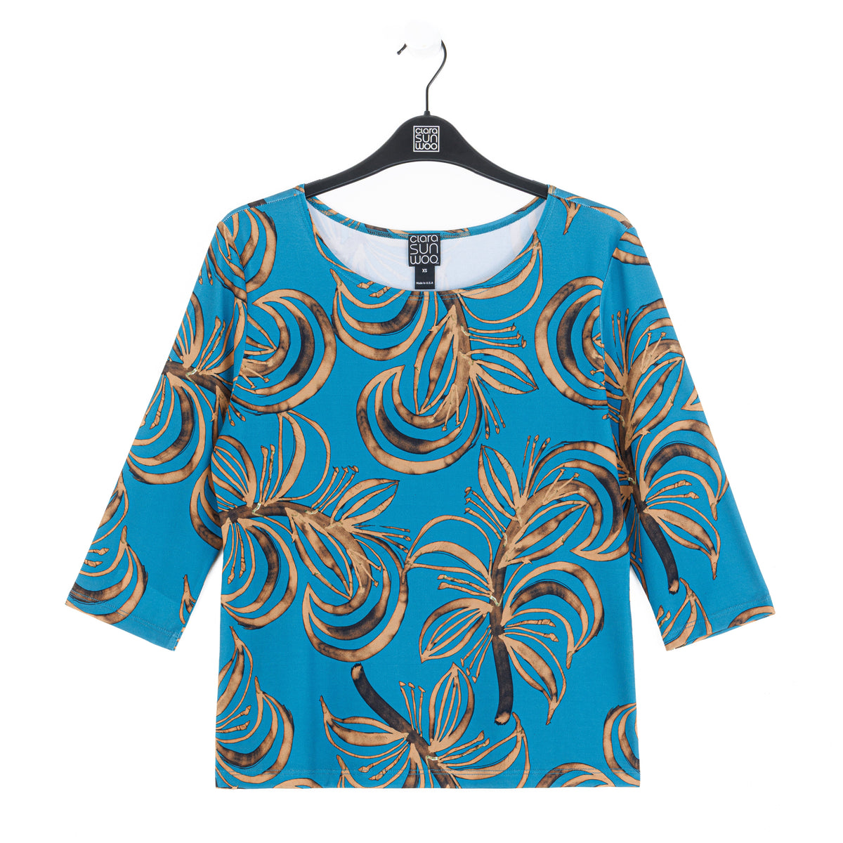 Scoop Neck Half Sleeve Top - Autumn Leaves | Clara Sunwoo