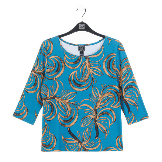 Scoop Neck Half Sleeve Top - Autumn Leaves | Clara Sunwoo