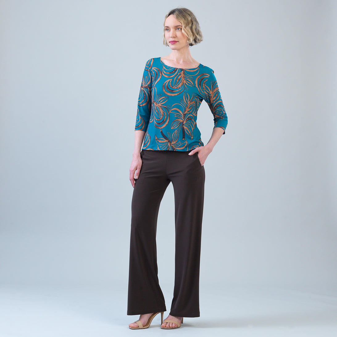 Scoop Neck Half Sleeve Top - Autumn Leaves | Clara Sunwoo