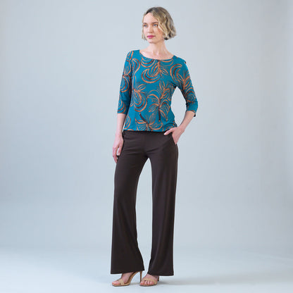 Scoop Neck Half Sleeve Top - Autumn Leaves | Clara Sunwoo