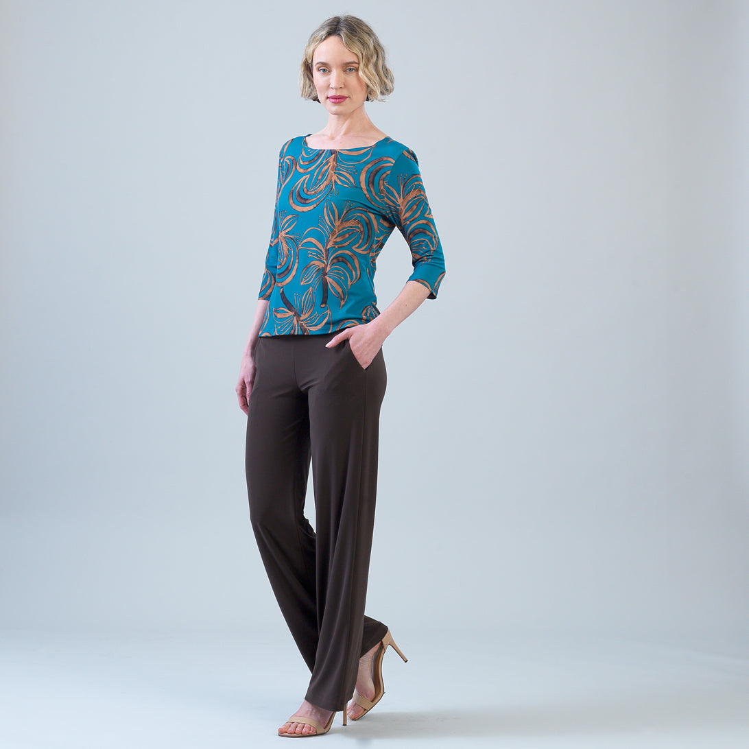 Scoop Neck Half Sleeve Top - Autumn Leaves | Clara Sunwoo