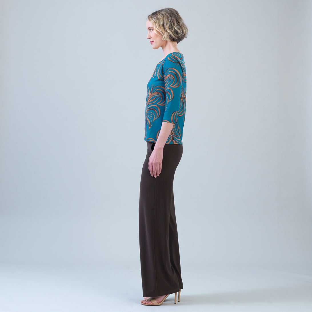 Scoop Neck Half Sleeve Top - Autumn Leaves | Clara Sunwoo