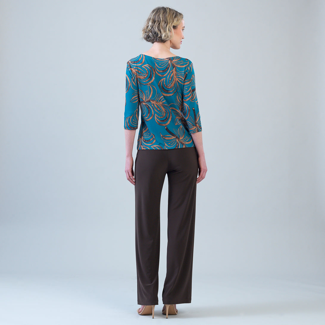Scoop Neck Half Sleeve Top - Autumn Leaves | Clara Sunwoo