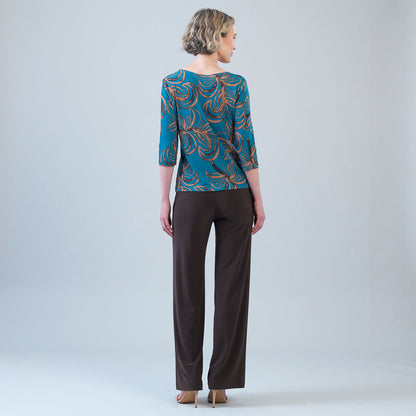 Scoop Neck Half Sleeve Top - Autumn Leaves | Clara Sunwoo